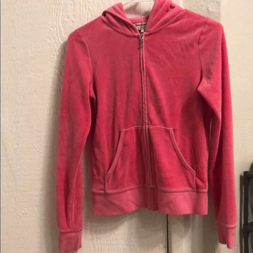 Juicy Couture pink zip up jacket with a hood